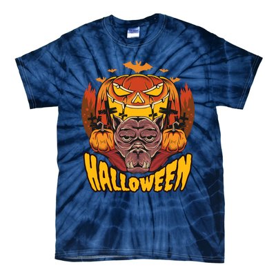 Spooky Halloween Monster And Pumpkins Tie-Dye T-Shirt