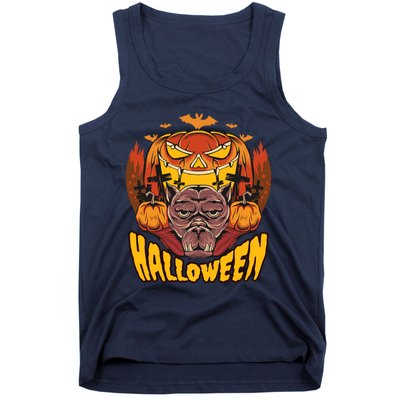 Spooky Halloween Monster And Pumpkins Tank Top