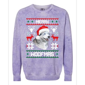 Siberian Husky Merry Woofmas Gift For Christmas Clothes Xmas Gift Colorblast Crewneck Sweatshirt