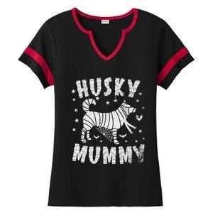 Siberian Husky Mummy Halloween Cool Gift Ladies Halftime Notch Neck Tee