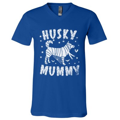 Siberian Husky Mummy Halloween Cool Gift V-Neck T-Shirt