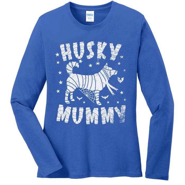 Siberian Husky Mummy Halloween Cool Gift Ladies Long Sleeve Shirt