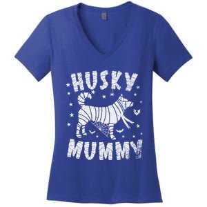 Siberian Husky Mummy Halloween Cool Gift Women's V-Neck T-Shirt