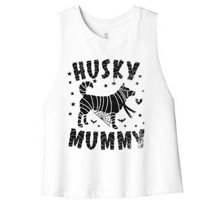 Siberian Husky Mummy Halloween Cool Gift Women's Racerback Cropped Tank