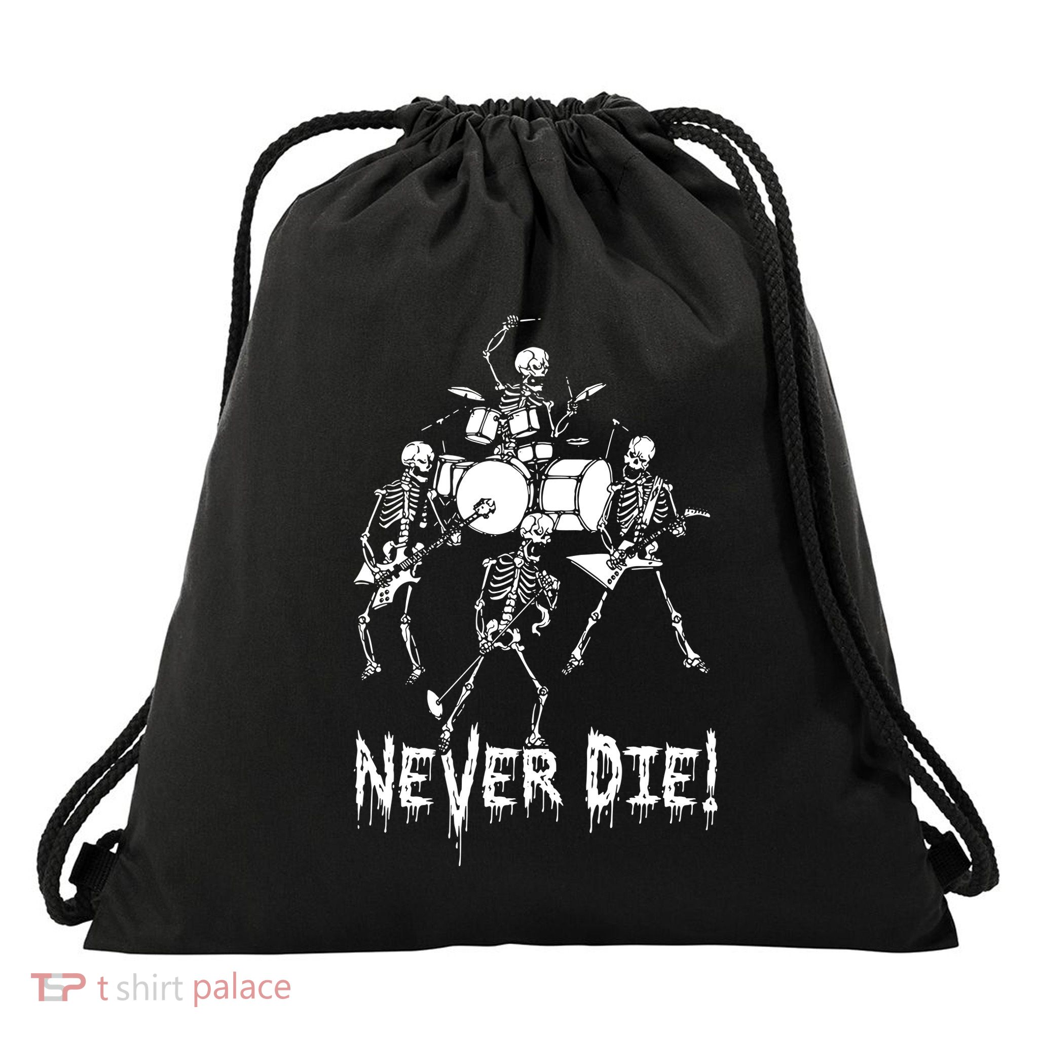 Skeleton Heavy Metal Band Drawstring Bag