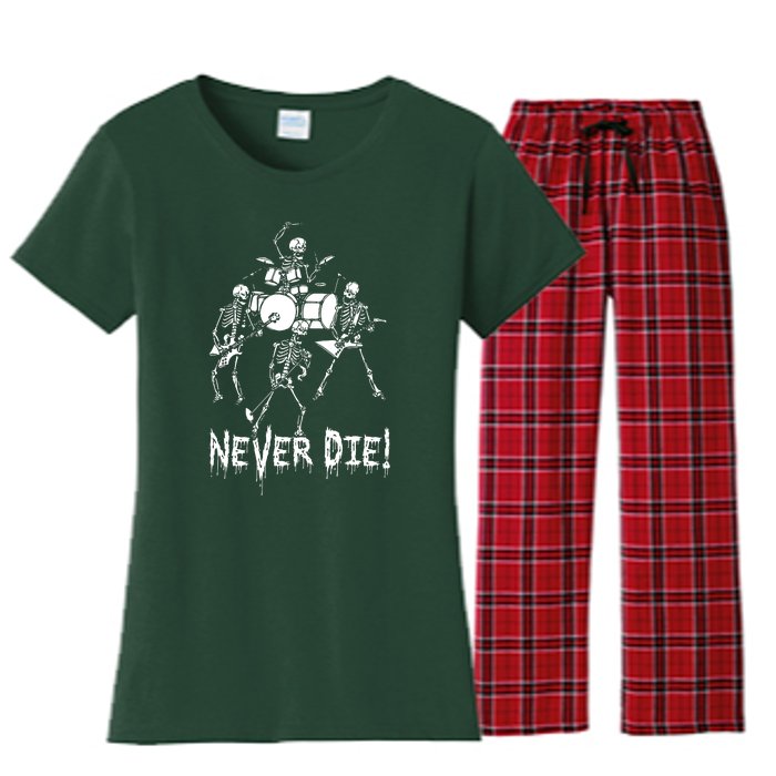 Skeleton Heavy Metal Band Women's Flannel Pajama Set