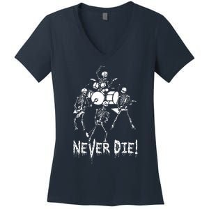 Skeleton Heavy Metal Band Women's V-Neck T-Shirt