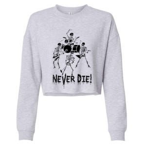 Skeleton Heavy Metal Band Cropped Pullover Crew