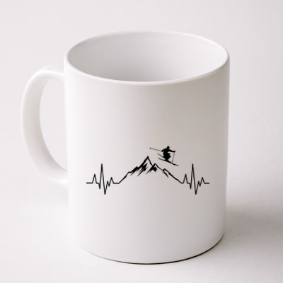 Ski Heartbeat Mountains Skiing Ecg Skiing Pulse Gift Coffee Mug