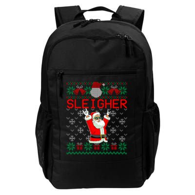 Sleigher Heavy Metal Music Hail Santa Ugly Christmas Sweater Daily Commute Backpack