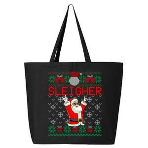 Sleigher Heavy Metal Music Hail Santa Ugly Christmas Sweater 25L Jumbo Tote