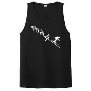 Skier Heartbeat Mountains Skiing Pulse Gift PosiCharge Competitor Tank