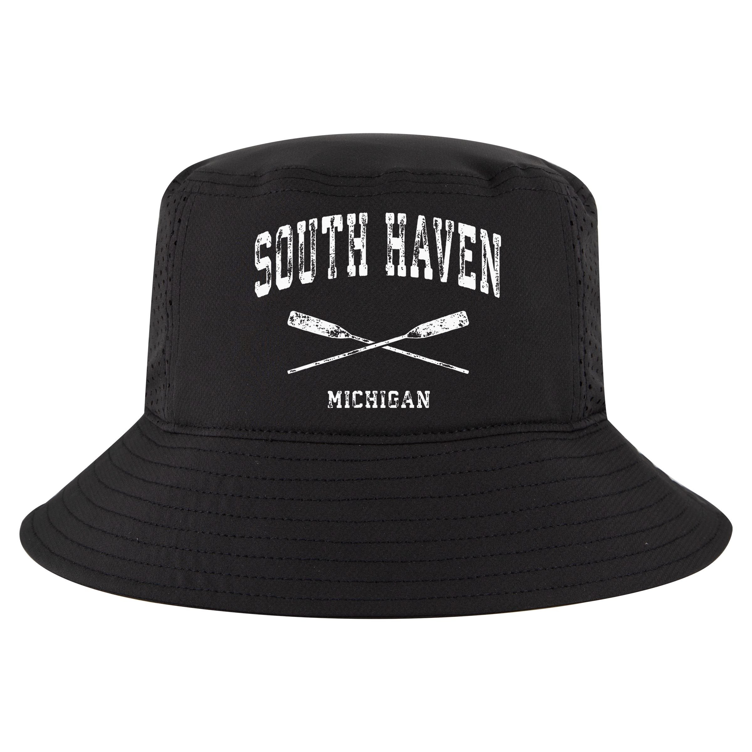 South Haven Michigan Vintage Nautical Crossed Oars Cool Comfort Performance Bucket Hat