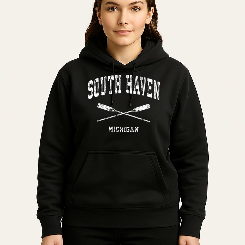 South Haven Michigan Vintage Nautical Crossed Oars Hoodie