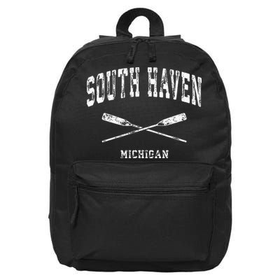 South Haven Michigan Vintage Nautical Crossed Oars 16 in Basic Backpack