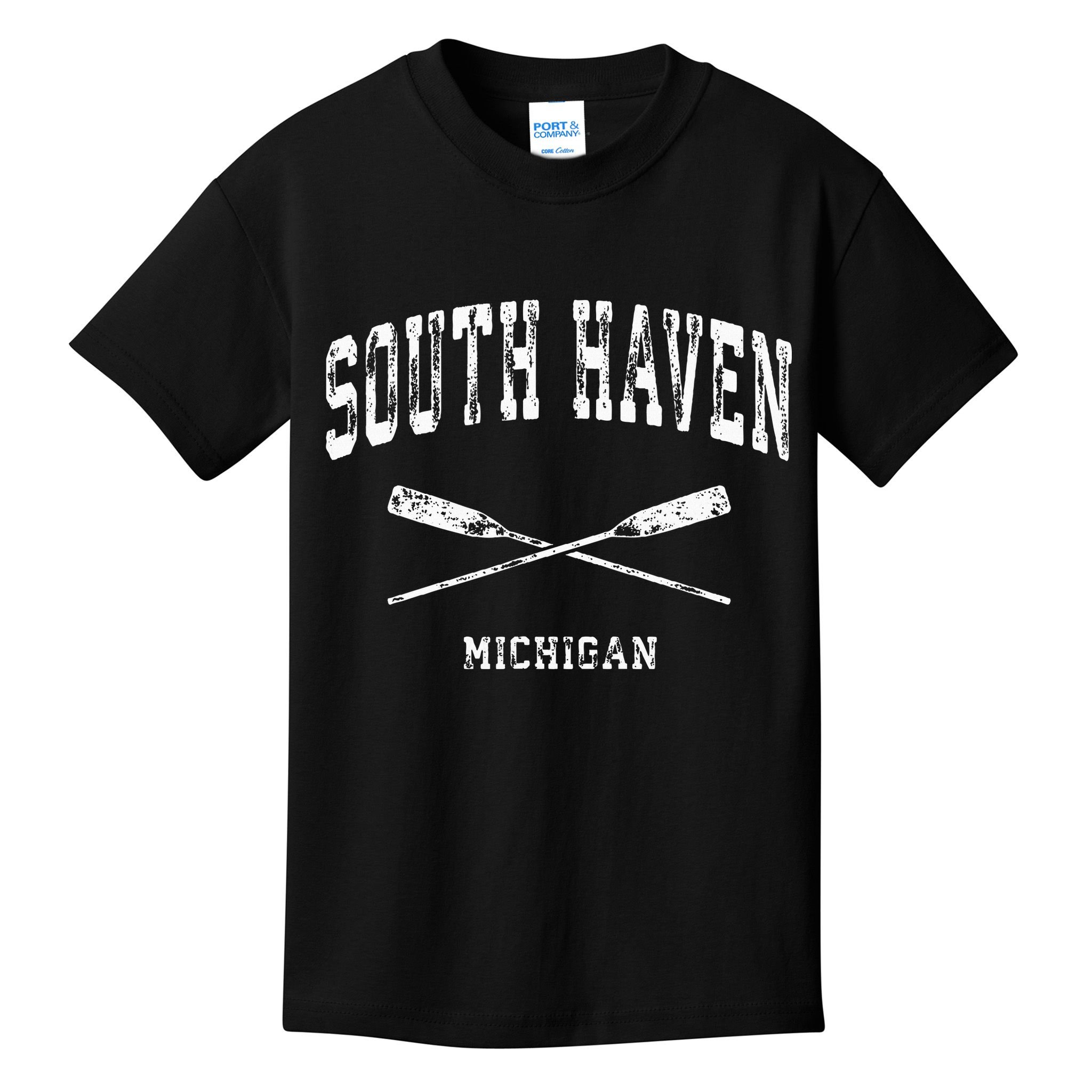 South Haven Michigan Vintage Nautical Crossed Oars Kids T-Shirt
