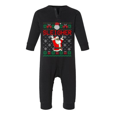 Sleigher Heavy Metal Music Hail Santa Ugly Christmas Infant Fleece One Piece