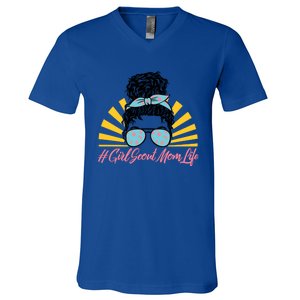 Scouting Hobby Mom Life Messy Bun Camping Tent Hiking Funny Gift V-Neck T-Shirt