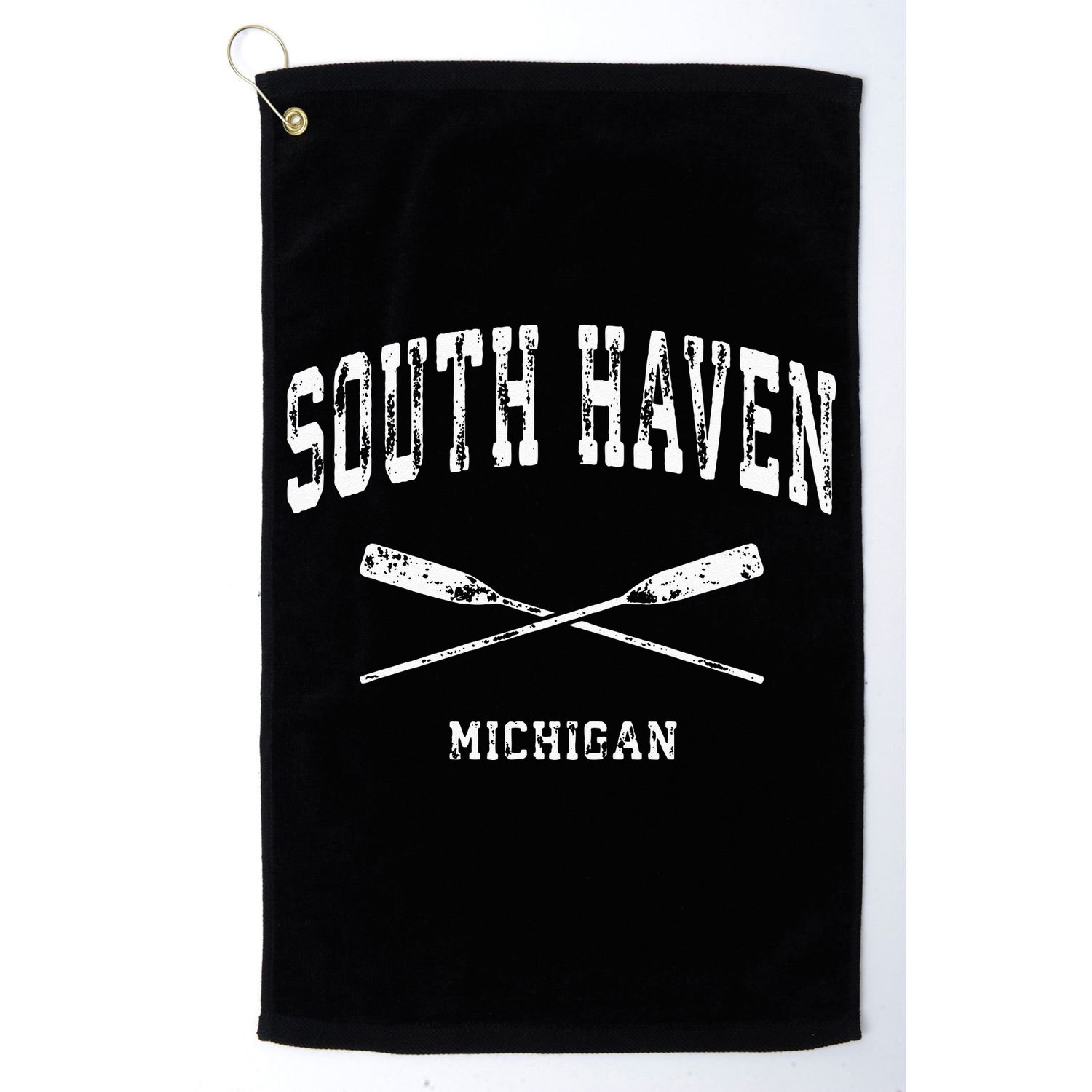 South Haven Michigan Vintage Nautical Crossed Oars Golf Towel