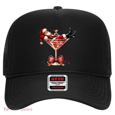 SantaS Hot Mess Christmas Martini Xmas Martini Lover Cute Gift High Crown Mesh Back Trucker Hat