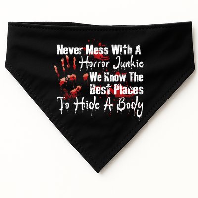 Scary Horror Movie Mess With A Horror Movie Junkie USA-Made Doggie Bandana