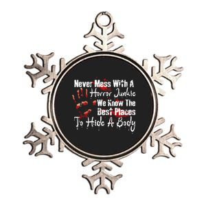 Scary Horror Movie Mess With A Horror Movie Junkie Metallic Star Ornament