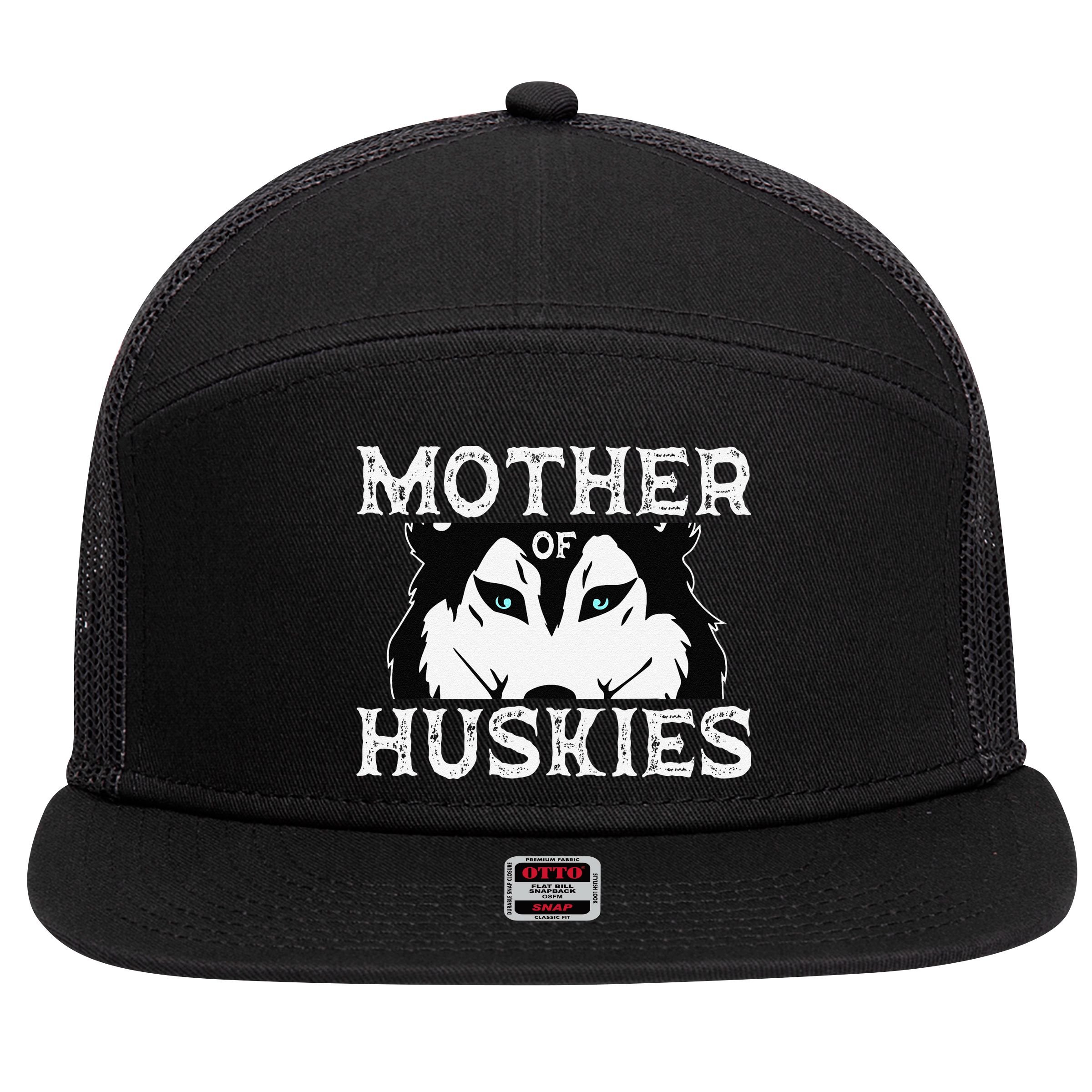 Siberian Husky Mom Fur Parent Sled Dog Breed Mothers Day 7 Panel Mesh Trucker Snapback Hat