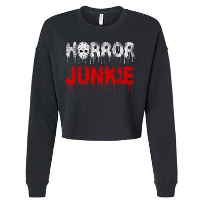Scary Horror Movie Hockey Mask Junkie Great Gift Cropped Pullover Crew