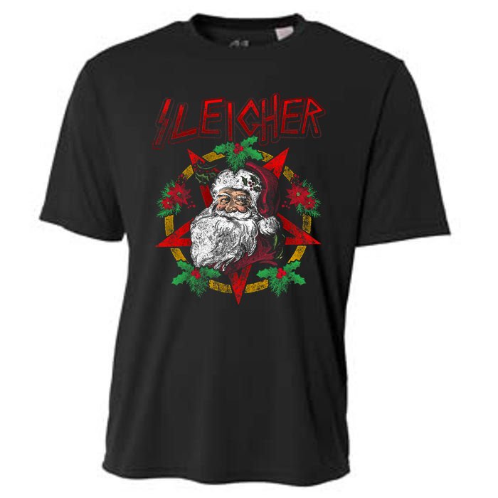 Sleigher Heavy Metal Santa Claus Christmas Xmas Gift Cooling Performance Crew T-Shirt