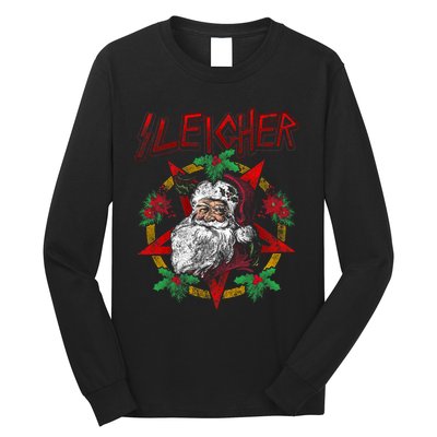 Sleigher Heavy Metal Santa Claus Christmas Xmas Gift Long Sleeve Shirt