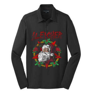 Sleigher Heavy Metal Santa Claus Christmas Xmas Gift Silk Touch Performance Long Sleeve Polo