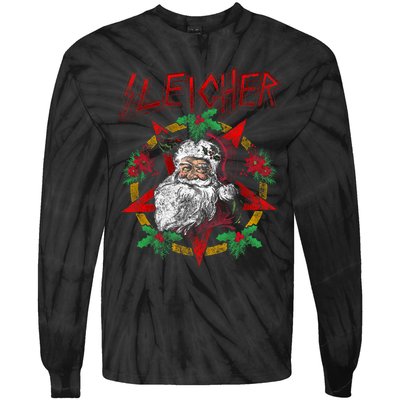 Sleigher Heavy Metal Santa Claus Christmas Xmas Gift Tie-Dye Long Sleeve Shirt