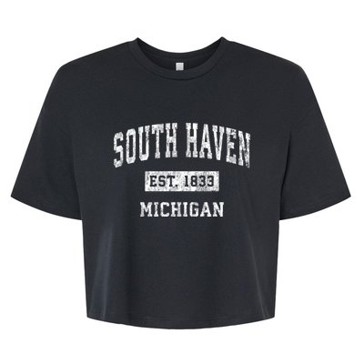 South Haven Michigan Mi Vintage Sports Bella+Canvas Jersey Crop Tee