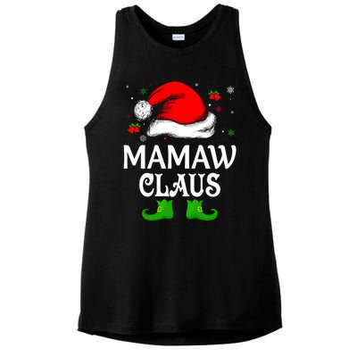 Santa Hat Mamaw Claus Elf Funny Ugly Christmas Sweater Gift Ladies PosiCharge Tri-Blend Wicking Tank