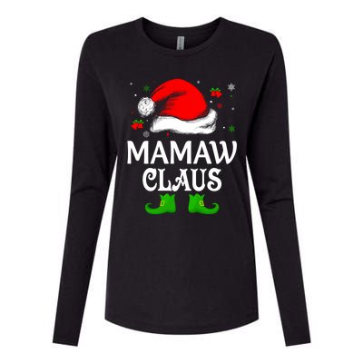 Santa Hat Mamaw Claus Elf Funny Ugly Christmas Sweater Gift Womens Cotton Relaxed Long Sleeve T-Shirt