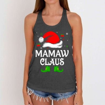 Santa Hat Mamaw Claus Elf Funny Ugly Christmas Sweater Gift Women's Knotted Racerback Tank