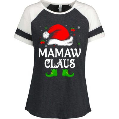 Santa Hat Mamaw Claus Elf Funny Ugly Christmas Sweater Gift Enza Ladies Jersey Colorblock Tee