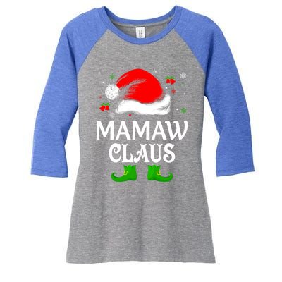 Santa Hat Mamaw Claus Elf Funny Ugly Christmas Sweater Gift Women's Tri-Blend 3/4-Sleeve Raglan Shirt