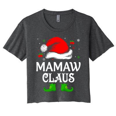 Santa Hat Mamaw Claus Elf Funny Ugly Christmas Sweater Gift Women's Crop Top Tee