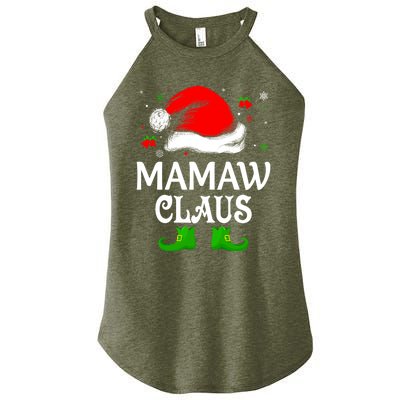 Santa Hat Mamaw Claus Elf Funny Ugly Christmas Sweater Gift Women's Perfect Tri Rocker Tank