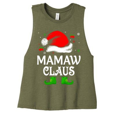 Santa Hat Mamaw Claus Elf Funny Ugly Christmas Sweater Gift Women's Racerback Cropped Tank