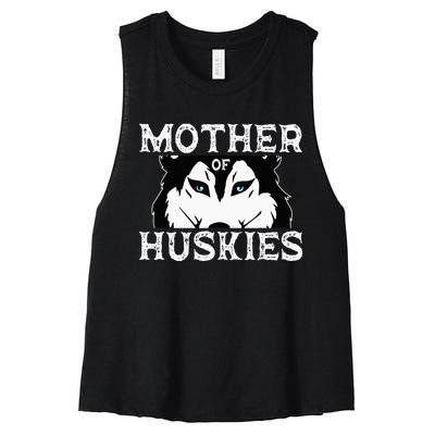 Siberian Husky Mom Fur Parent Dog Mother's Day Women's Racerback Cropped Tank