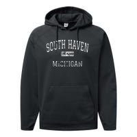 South Haven Michigan Mi Vintage Performance Fleece Hoodie