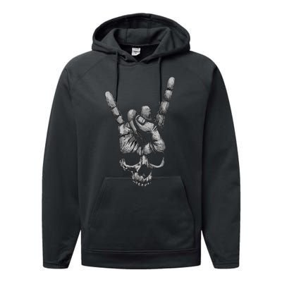 Skull Heavy Metal Performance Fleece Hoodie