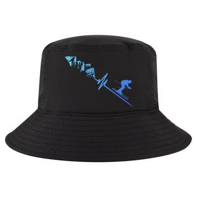 Skier Heartbeat Mountains Skiing Pulse Cute Gift Cool Comfort Performance Bucket Hat