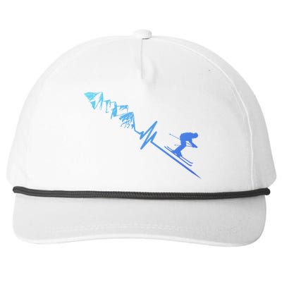 Skier Heartbeat Mountains Skiing Pulse Cute Gift Snapback Five-Panel Rope Hat