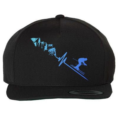 Skier Heartbeat Mountains Skiing Pulse Cute Gift Wool Snapback Cap