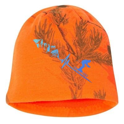 Skier Heartbeat Mountains Skiing Pulse Cute Gift Kati - Camo Knit Beanie