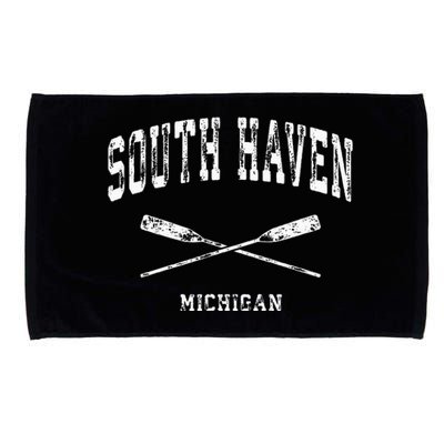 South Haven Michigan Vintage Nautical Crossed Oars Microfiber Hand Towel