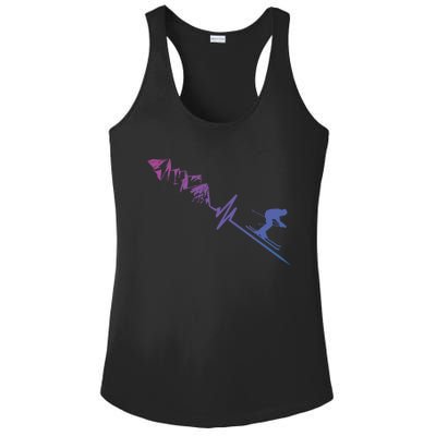 Skier Heartbeat Mountains Skiing Pulse Cute Gift Ladies PosiCharge Competitor Racerback Tank